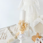 Trusou botez complet cu rochita eleganta si lumanare personalizata manual - Ioana - Botez bebelusi