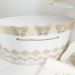 Trusou botez complet cu rochita eleganta si lumanare personalizata manual - Pauline - Botez bebelusi