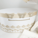 Trusou botez complet cu rochita eleganta si lumanare personalizata manual - Pauline - Botez bebelusi
