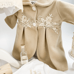 Trusou botez complet cu rochita eleganta si lumanare personalizata manual - Pauline - Botez bebelusi