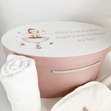 Trusou botez complet cu rochita eleganta si lumanare personalizata manual - Roxane - Botez bebelusi
