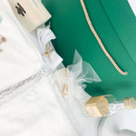 Trusou botez complet verde cu ursulet cu baloane - Botez bebelusi