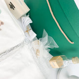 Trusou botez complet verde cu ursulet cu baloane - Botez bebelusi