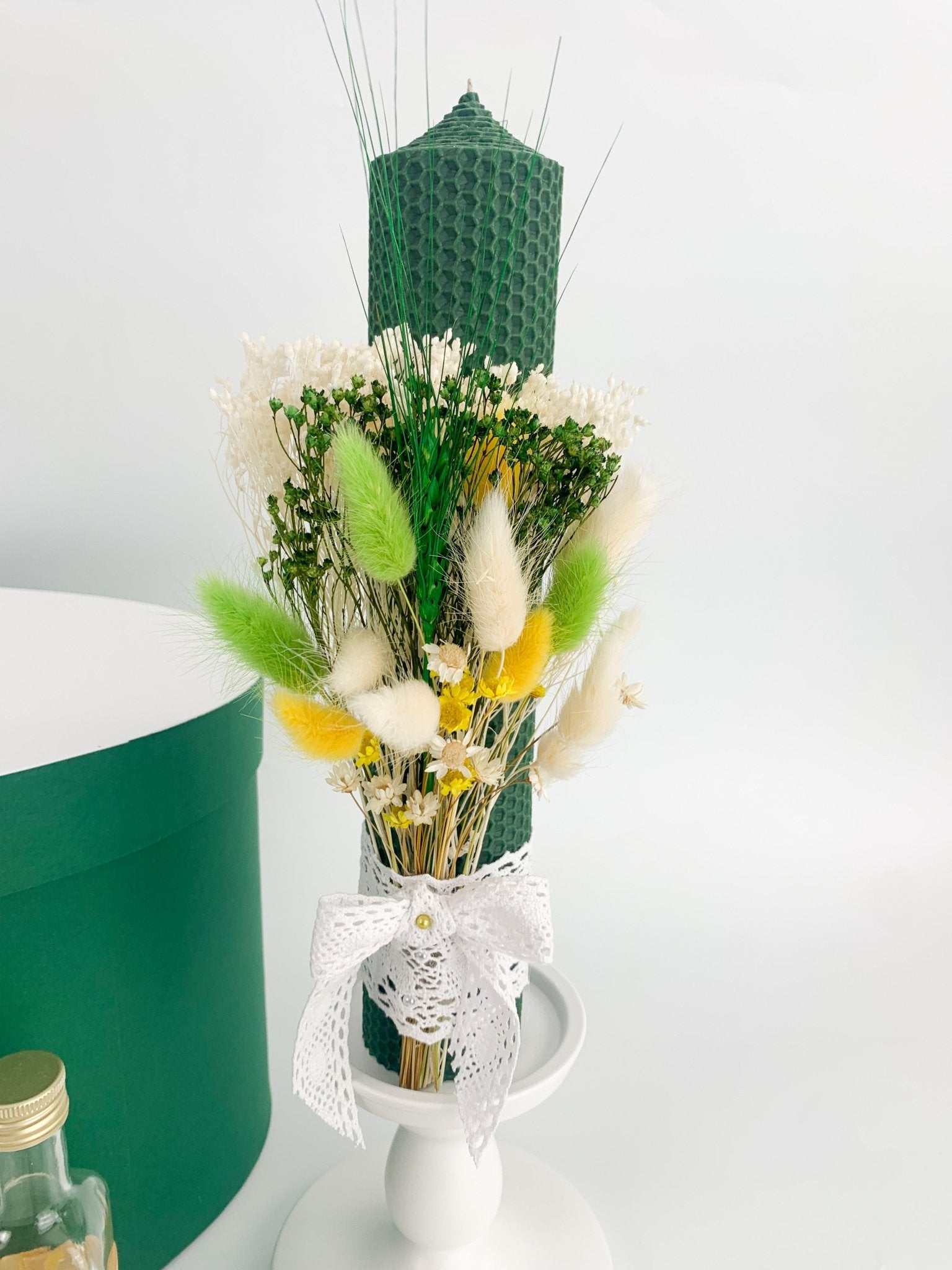 Trusou botez complet verde cu ursulet cu baloane - Botez bebelusi