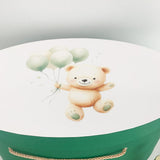 Trusou botez complet verde cu ursulet cu baloane - Botez bebelusi