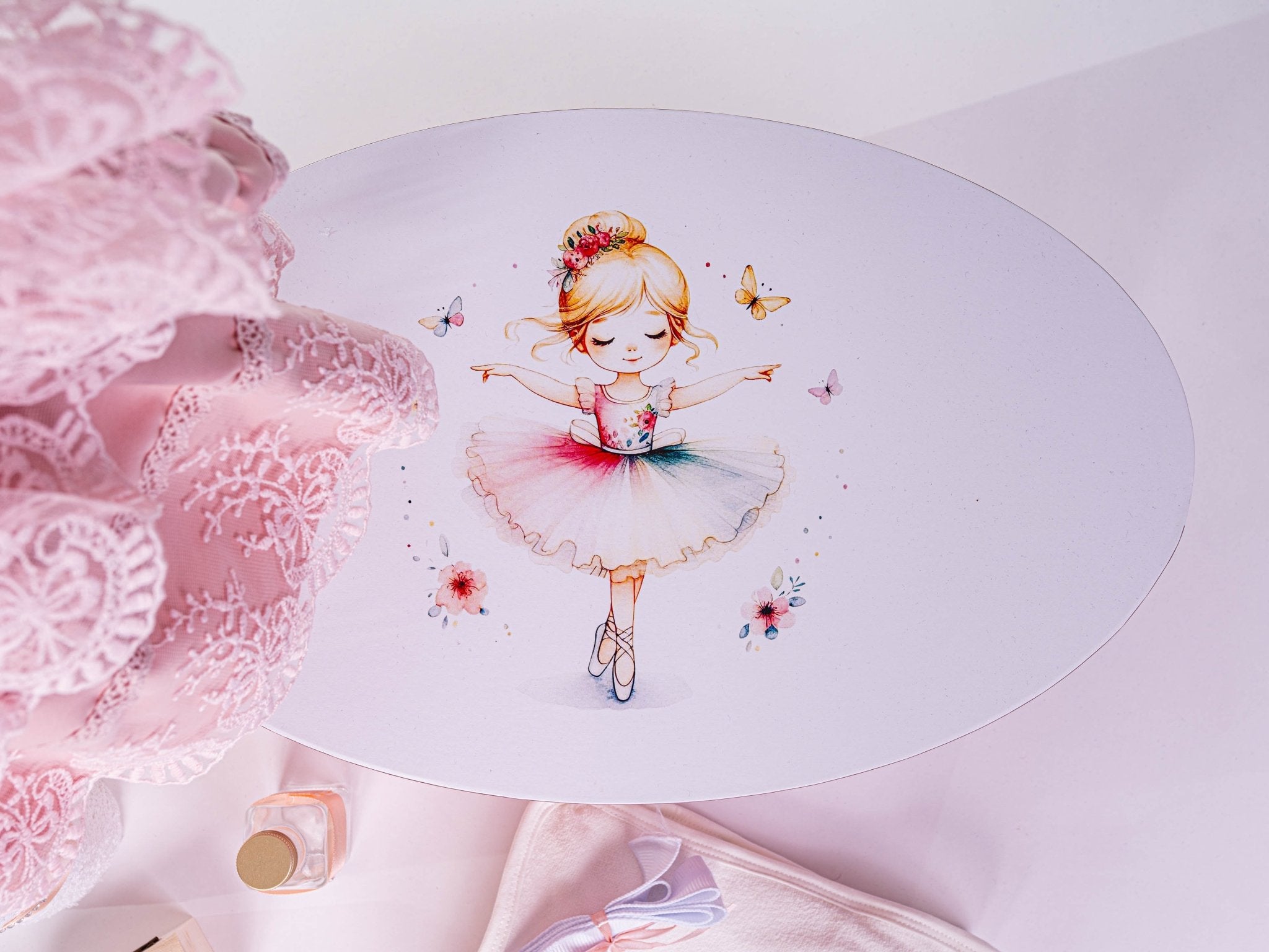 Trusou botez hand made cu rochita, lumanare si accesorii personalizate - Frederica - Botez bebelusi