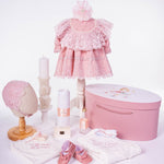 Trusou botez hand made cu rochita, lumanare si accesorii personalizate - Gisela - Botez bebelusi