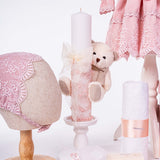 Trusou botez hand made cu rochita, lumanare si accesorii personalizate - Inara - Botez bebelusi