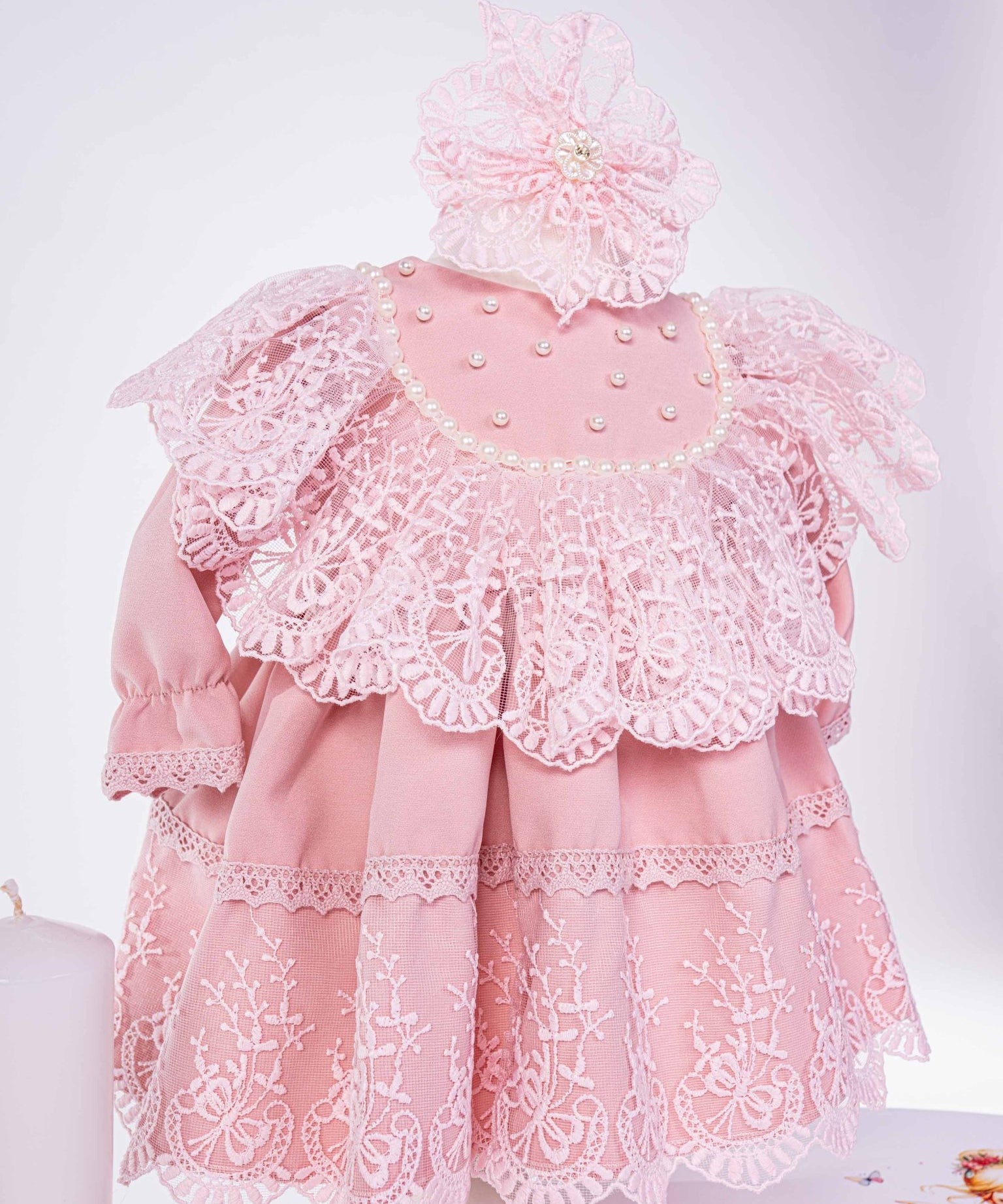 Trusou botez hand made cu rochita, lumanare si accesorii personalizate - Inara - Botez bebelusi