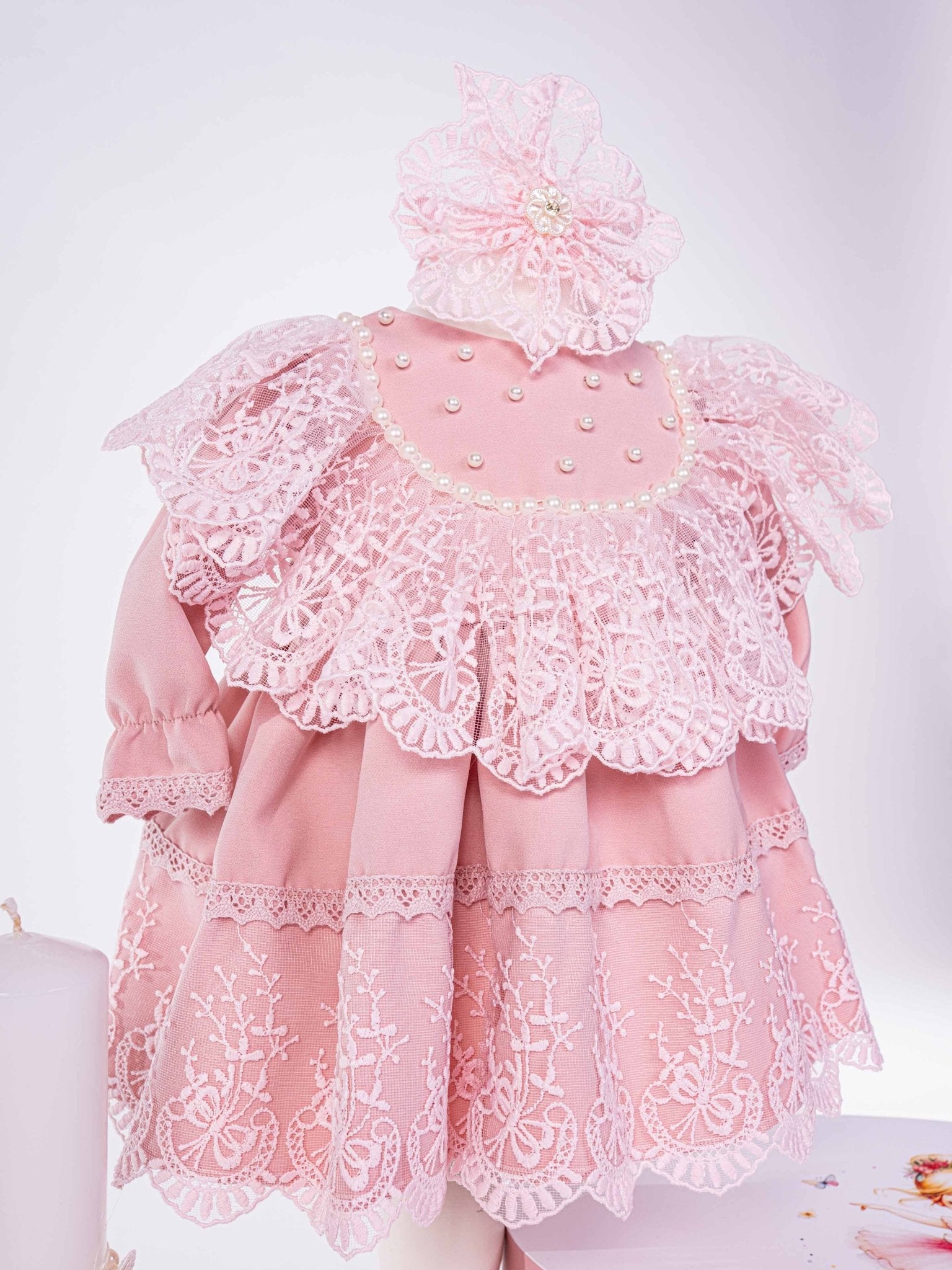Trusou botez hand made cu rochita, lumanare si accesorii personalizate - Inara - Botez bebelusi