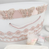 Trusou complet fetita roz cu fluturasi - Botez bebelusi