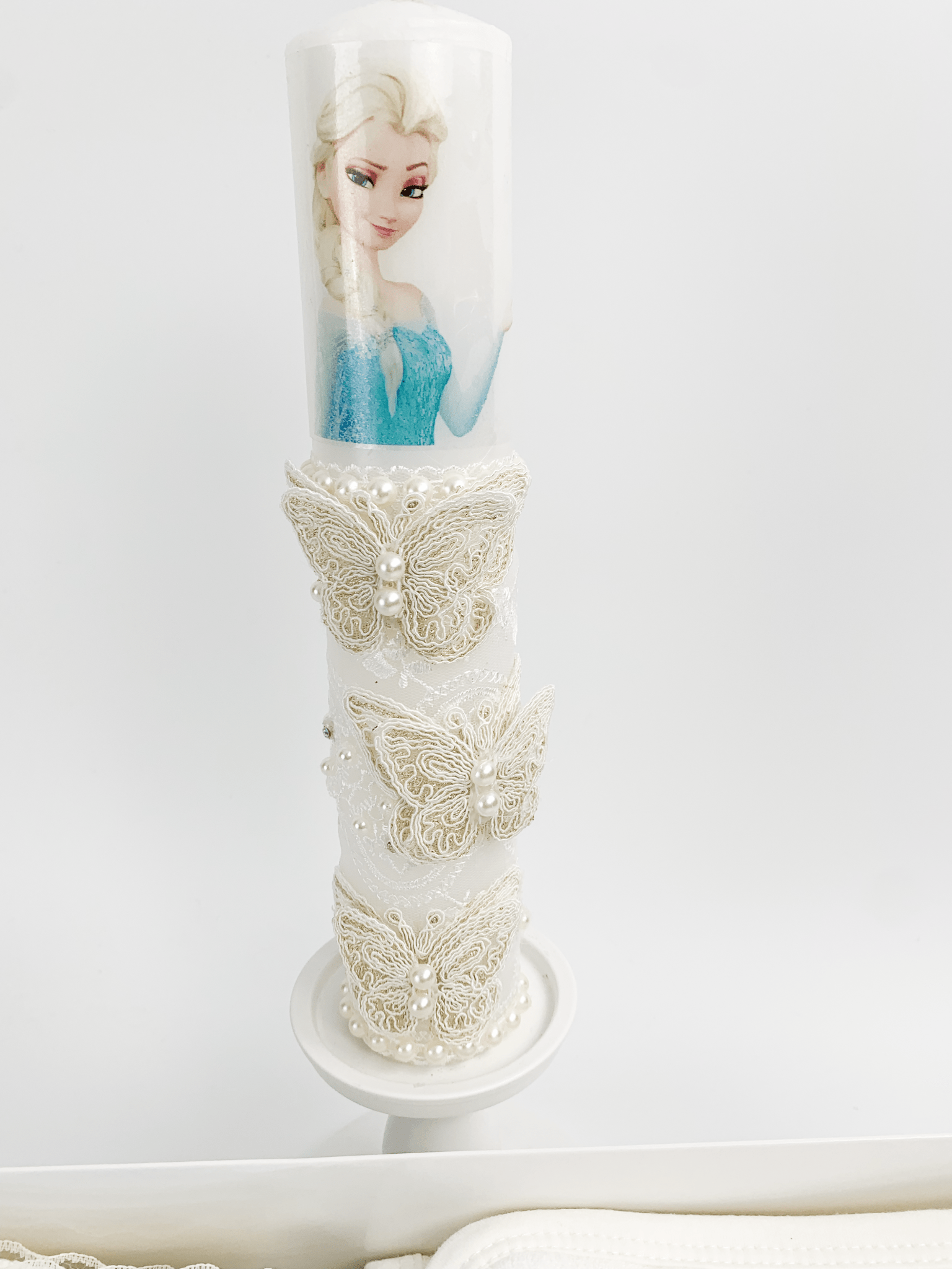 Trusou cu lumanare botez fetita Elsa - Botez bebelusi