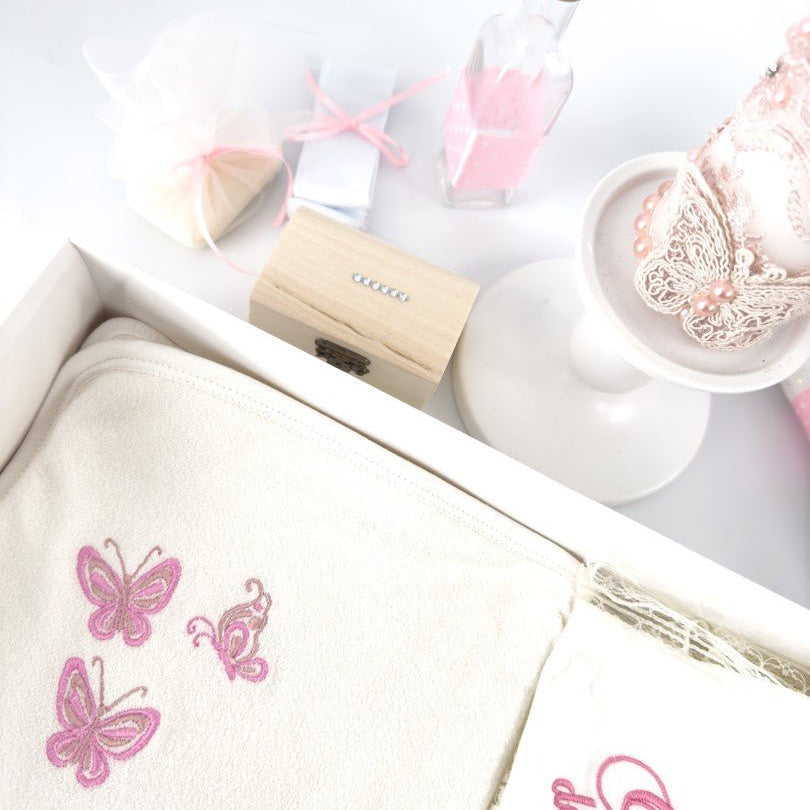 Trusou fetita roz cu fluturasi - Botez bebelusi