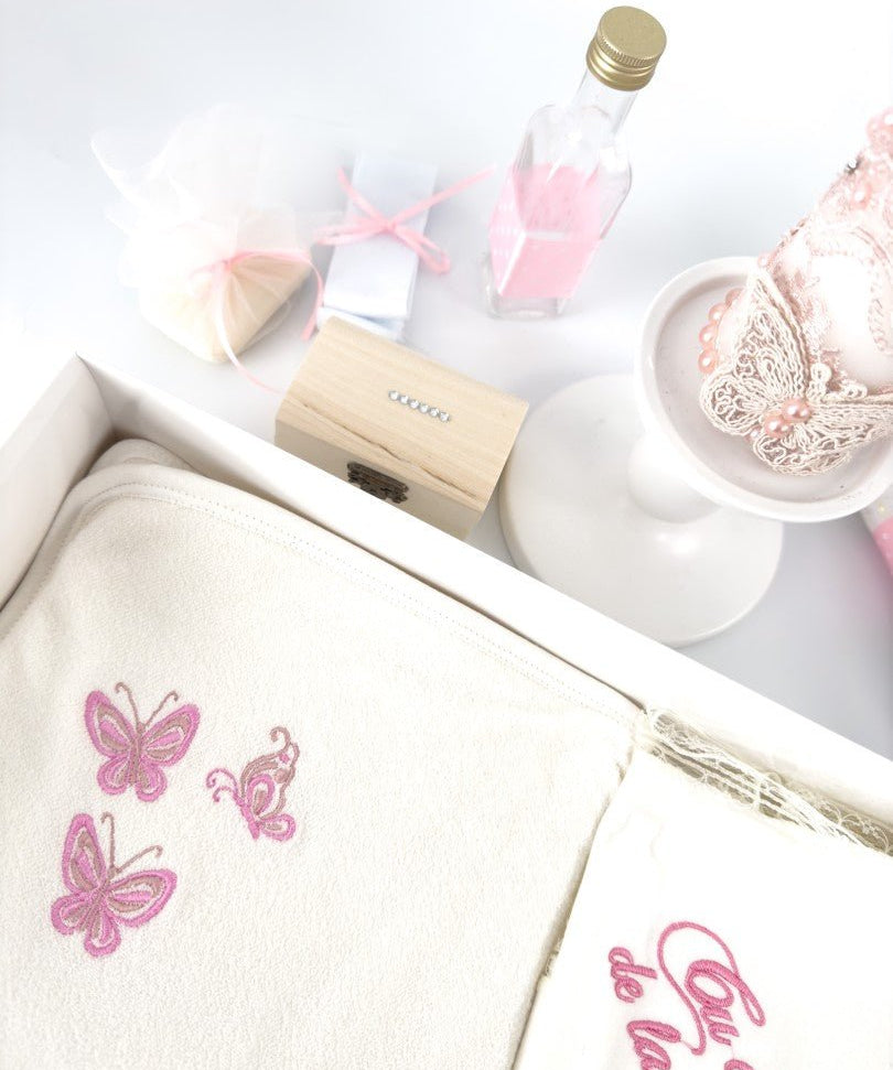 Trusou fetita roz cu fluturasi - Botez bebelusi