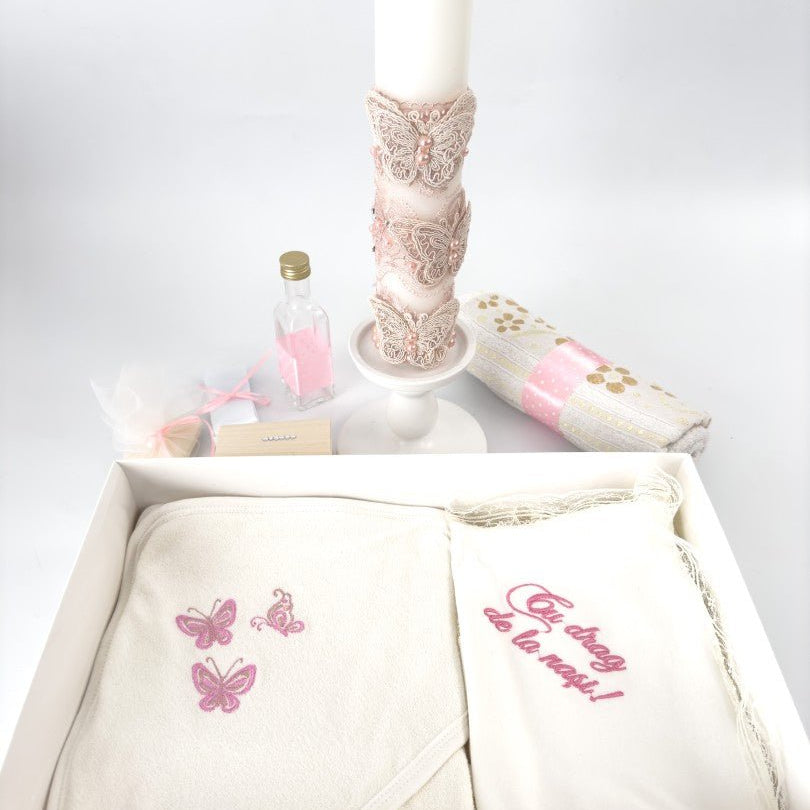 Trusou fetita roz cu fluturasi - Botez bebelusi