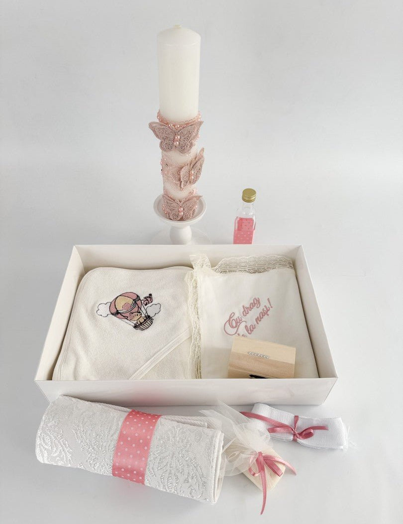 Trusou fetita roz cu ursulet in balon - Botez bebelusi