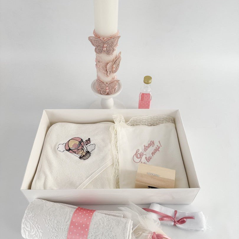 Trusou fetita roz cu ursulet in balon - Botez bebelusi