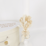 Trusou personalizat botez cu cufar, muselina si lumanare ceara naturala - Alesia - Botez bebelusi