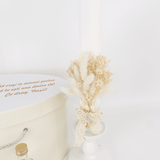 Trusou personalizat botez cu cufar, muselina si lumanare ceara naturala - Alesia - Botez bebelusi