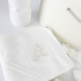 Trusou personalizat botez cu cufar, muselina si lumanare ceara naturala - Alesia - Botez bebelusi