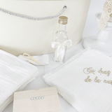 Trusou personalizat botez cu cufar, muselina si lumanare ceara naturala - Alesia - Botez bebelusi