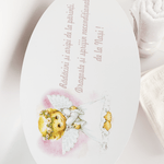Trusou personalizat botez cu cufar, muselina si lumanare ceara naturala - Vivienne - Botez bebelusi