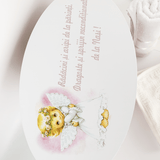 Trusou personalizat botez cu cufar, muselina si lumanare ceara naturala - Vivienne - Botez bebelusi