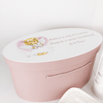 Trusou personalizat botez cu cufar, muselina si lumanare hand made - Vivienne - Botez bebelusi