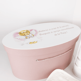 Trusou personalizat botez cu cufar, muselina si lumanare hand made - Vivienne - Botez bebelusi