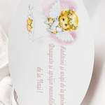 Trusou personalizat botez cu cufar, muselina si lumanare hand made - Vivienne - Botez bebelusi