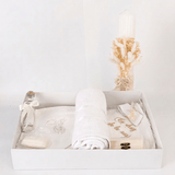 Trusou personalizat botez cu muselina si lumanare hand made - Alesia - Botez bebelusi